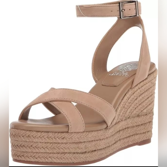 NWT! Vince Camuto Fettana Espadrille Wedge Leather Platform Sandals - Size 9M - Picture 2 of 7